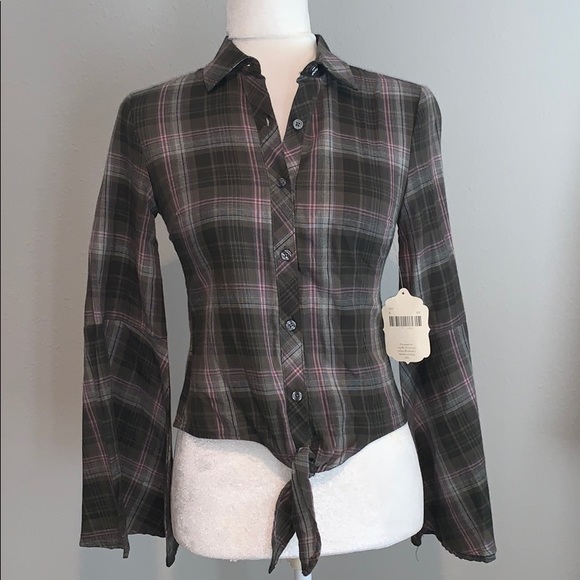 NWT Altar’d State Plaid Button Down Blouse - Picture 1 of 11